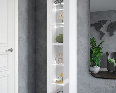 Witryny z oferty prime-home pomaga uporządkować salon i dodać wnętrzu elegancji.